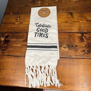 Artisan Home by Brownlow “Celebrate Good Times” Striped Fringed Tea Towel